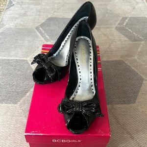 BCBG - Black peep toe heels.